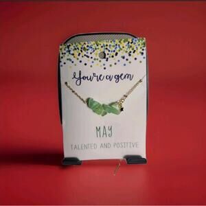 Handmade May Aventurine Stone Necklace Gold Accent "Talented And Positive"